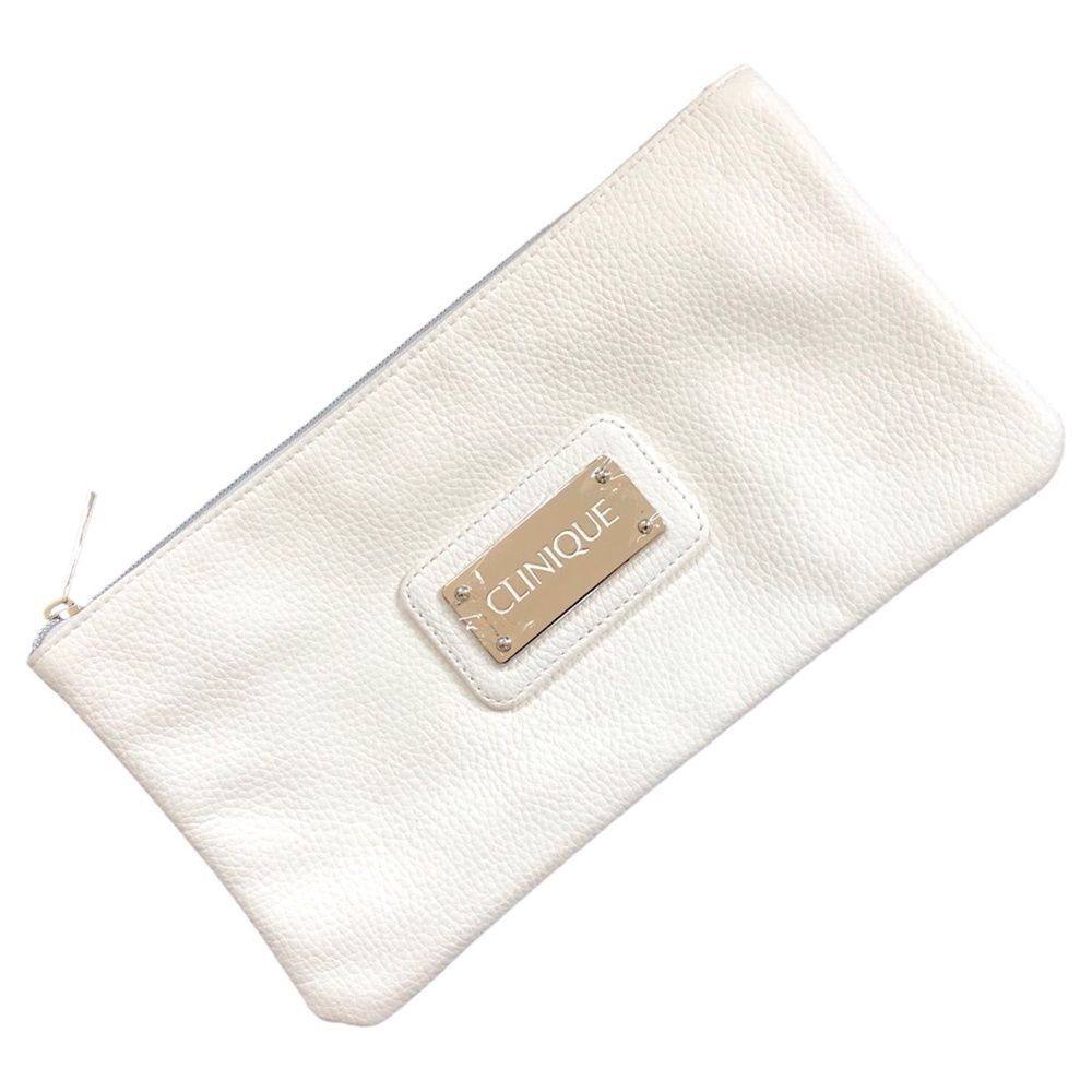 Clinique White Faux Leather Cosmetics Case